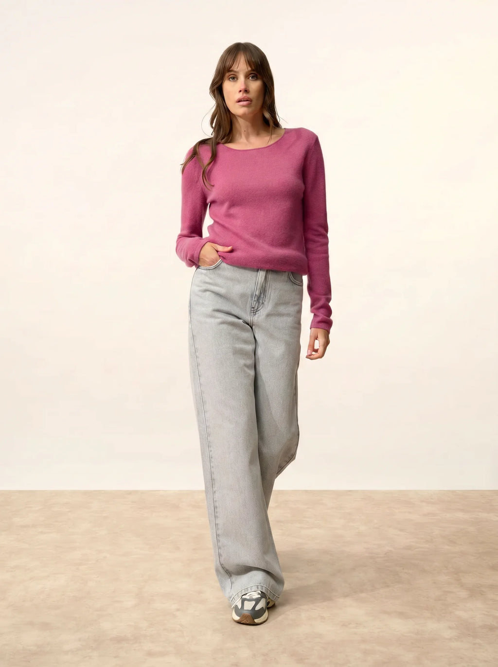 VIVIAN Pull Col Rond Orchidée