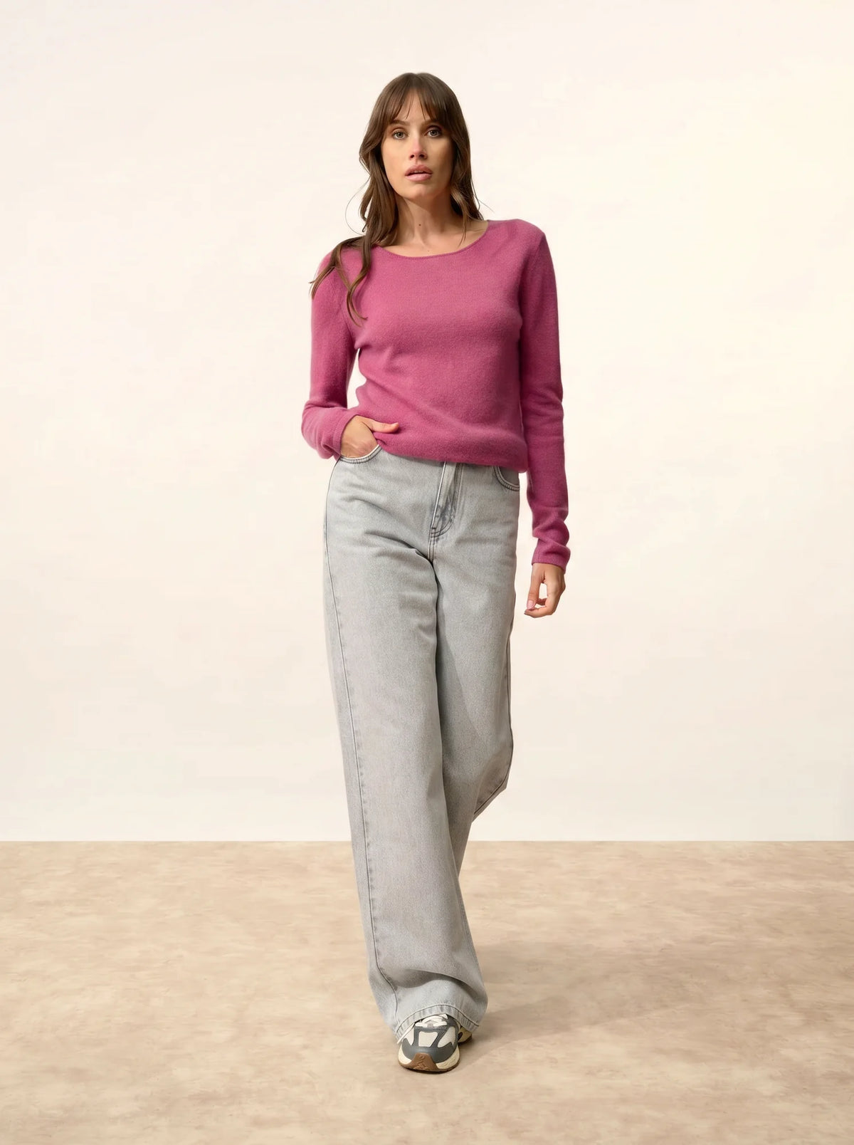VIVIAN Pull Col Rond Orchidée