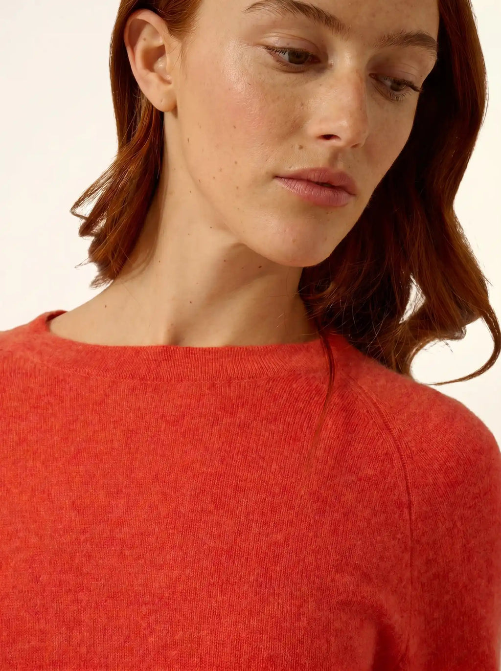 JANE Pull Col Rond Orange Chiné