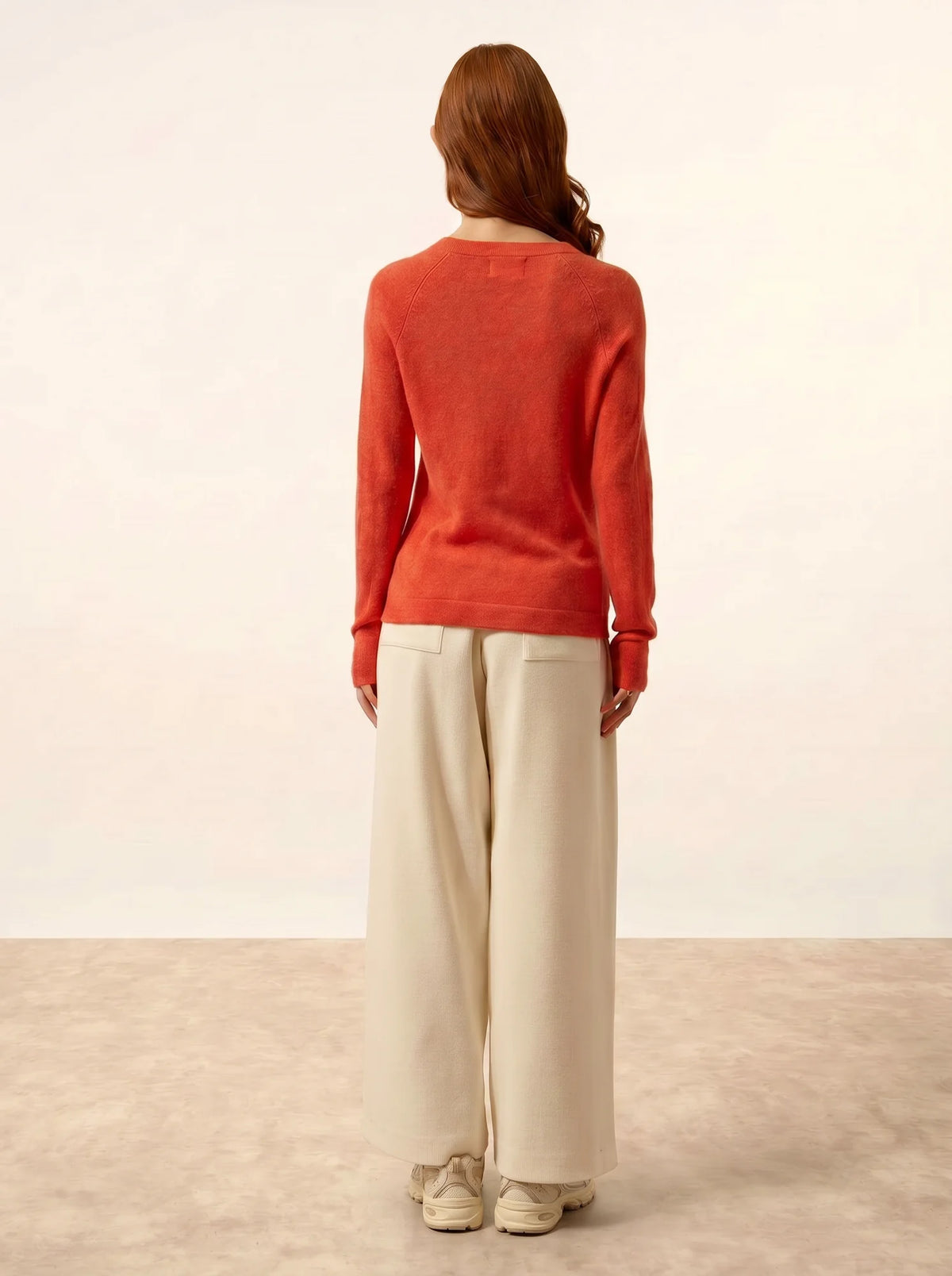 JANE Pull Col Rond Orange Chiné