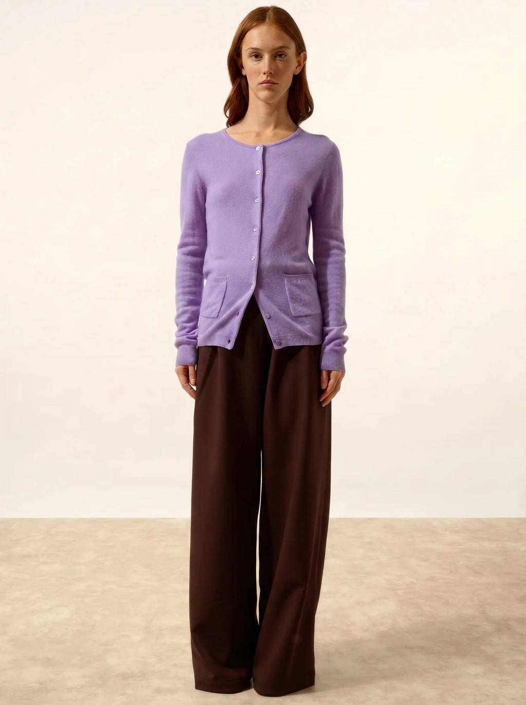 KATHARINE Cardigan Col Rond Lavande