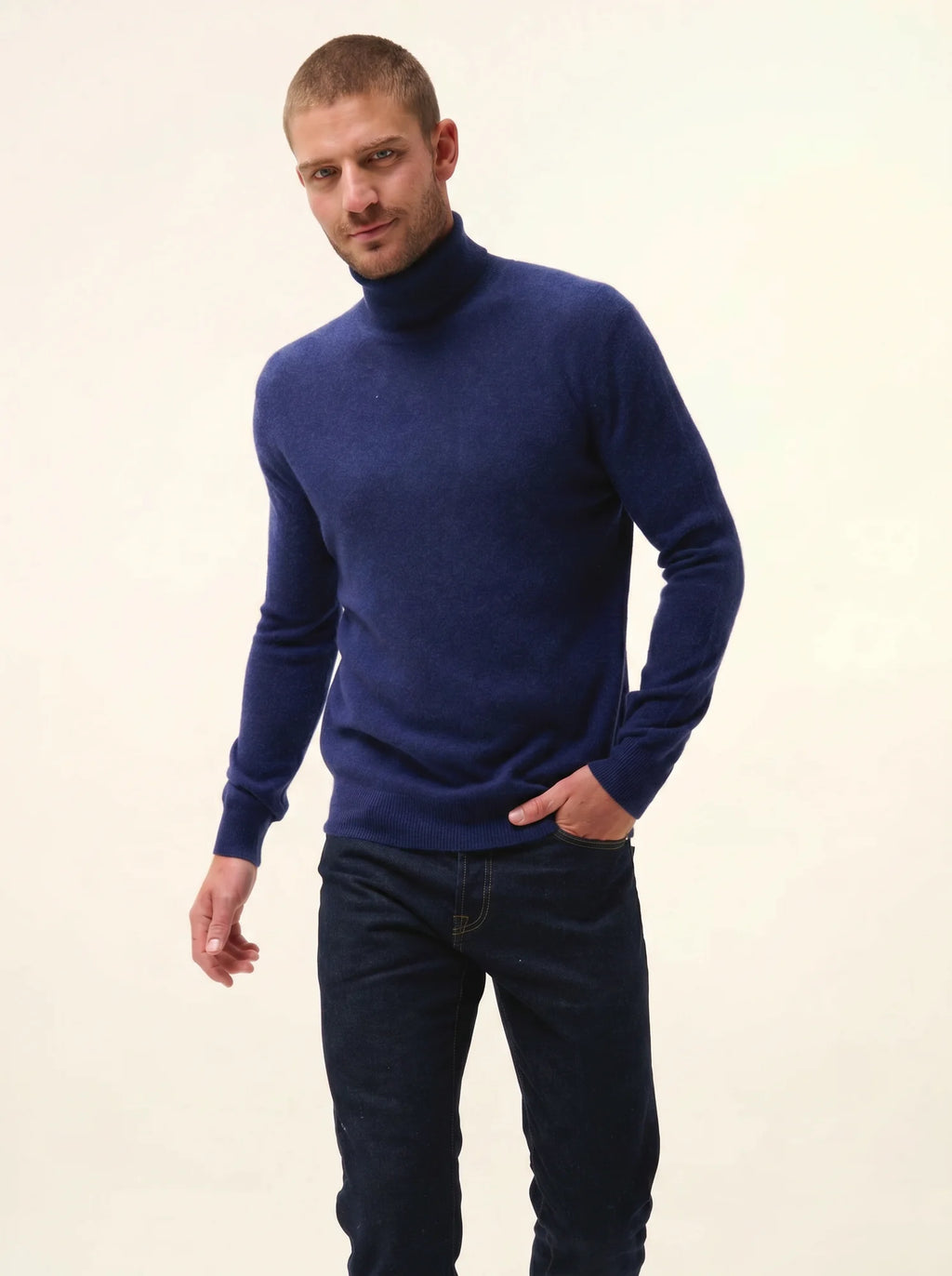 CONNOR Pull Col Roulé Bleu Nuit