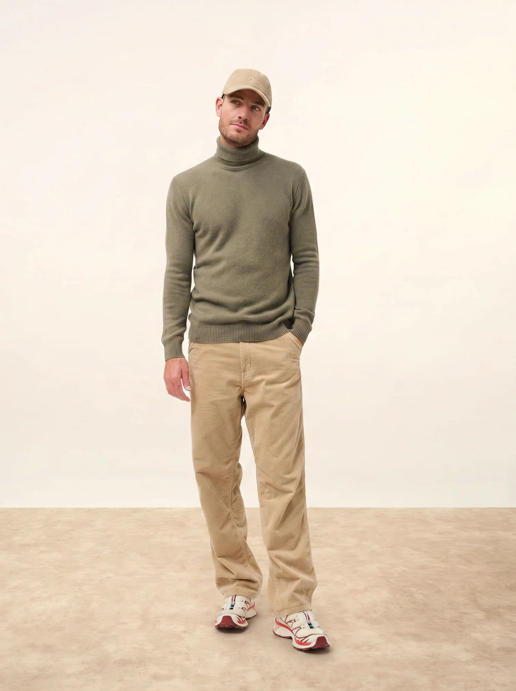 SACHA Pull Col Roulé 4 Fils Army