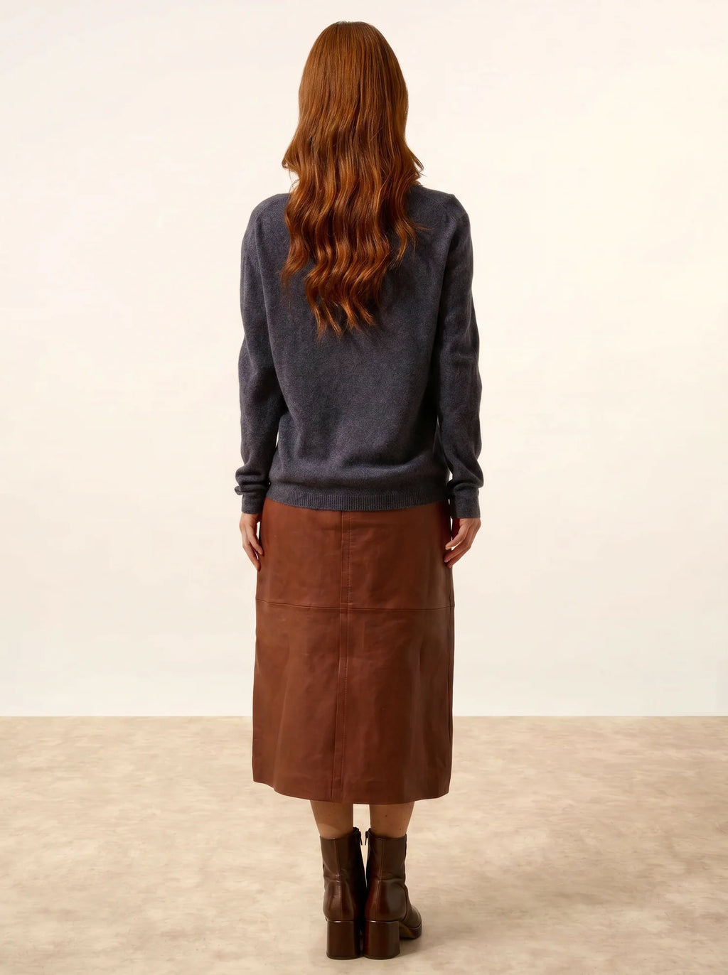 FIONA Pull Col Rond Violet Gris Chiné