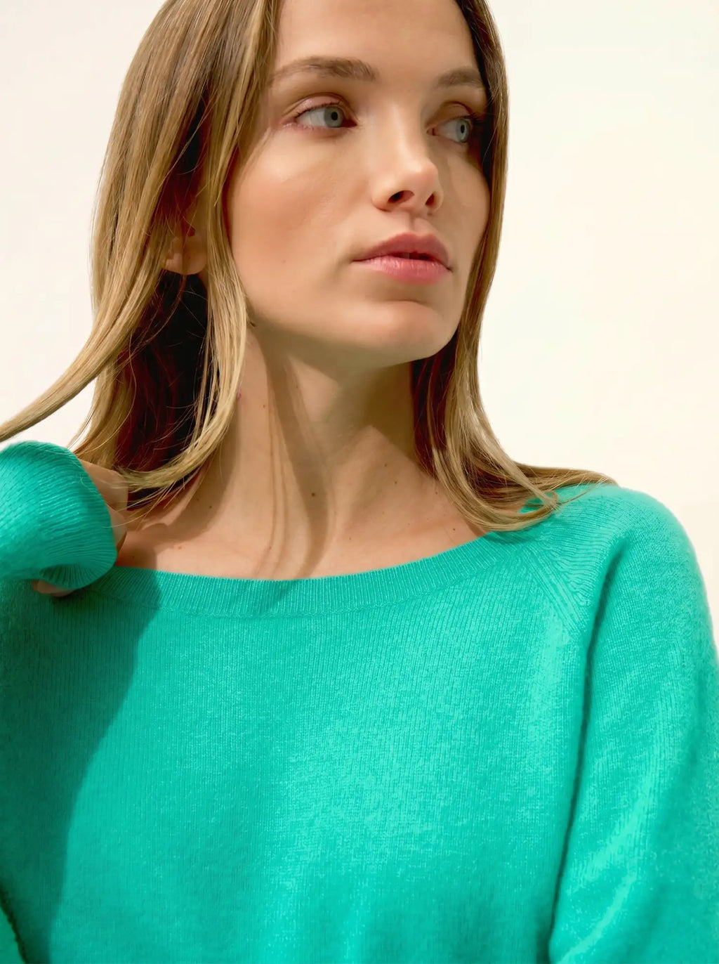 ABIGAILE Sweater Boat Neck Drop Back Jungle