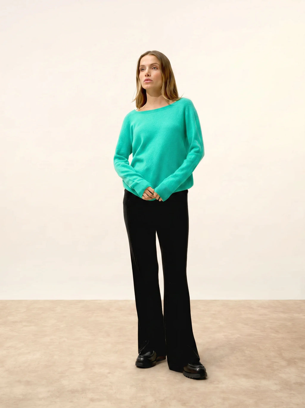ABIGAILE Sweater Boat Neck Drop Back Jungle