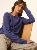 ABIGAILE Pull Col Bateau Goutte Dos Violet Gris Chiné