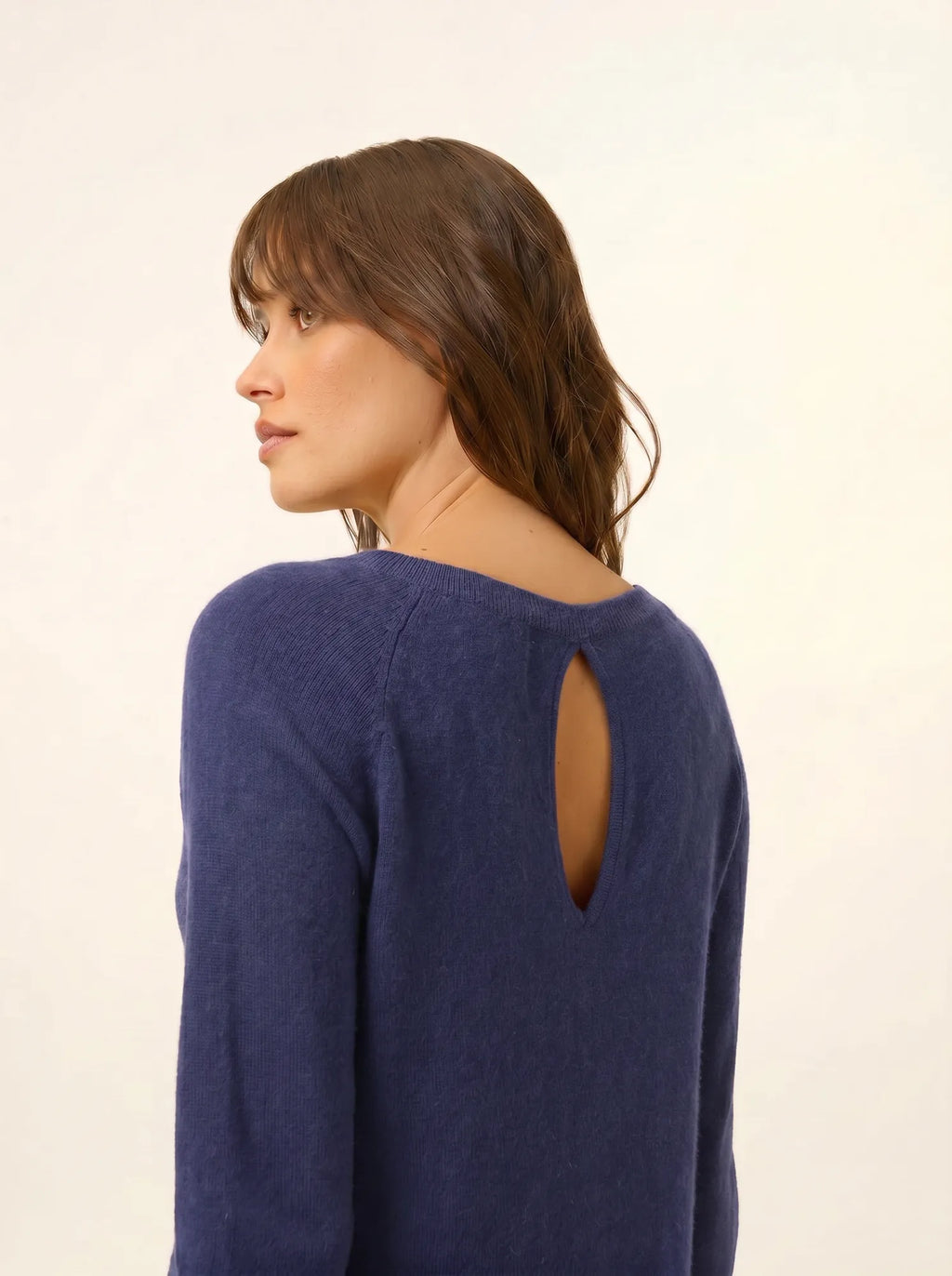 ABIGAILE Pull Col Bateau Goutte Dos Violet Gris Chiné