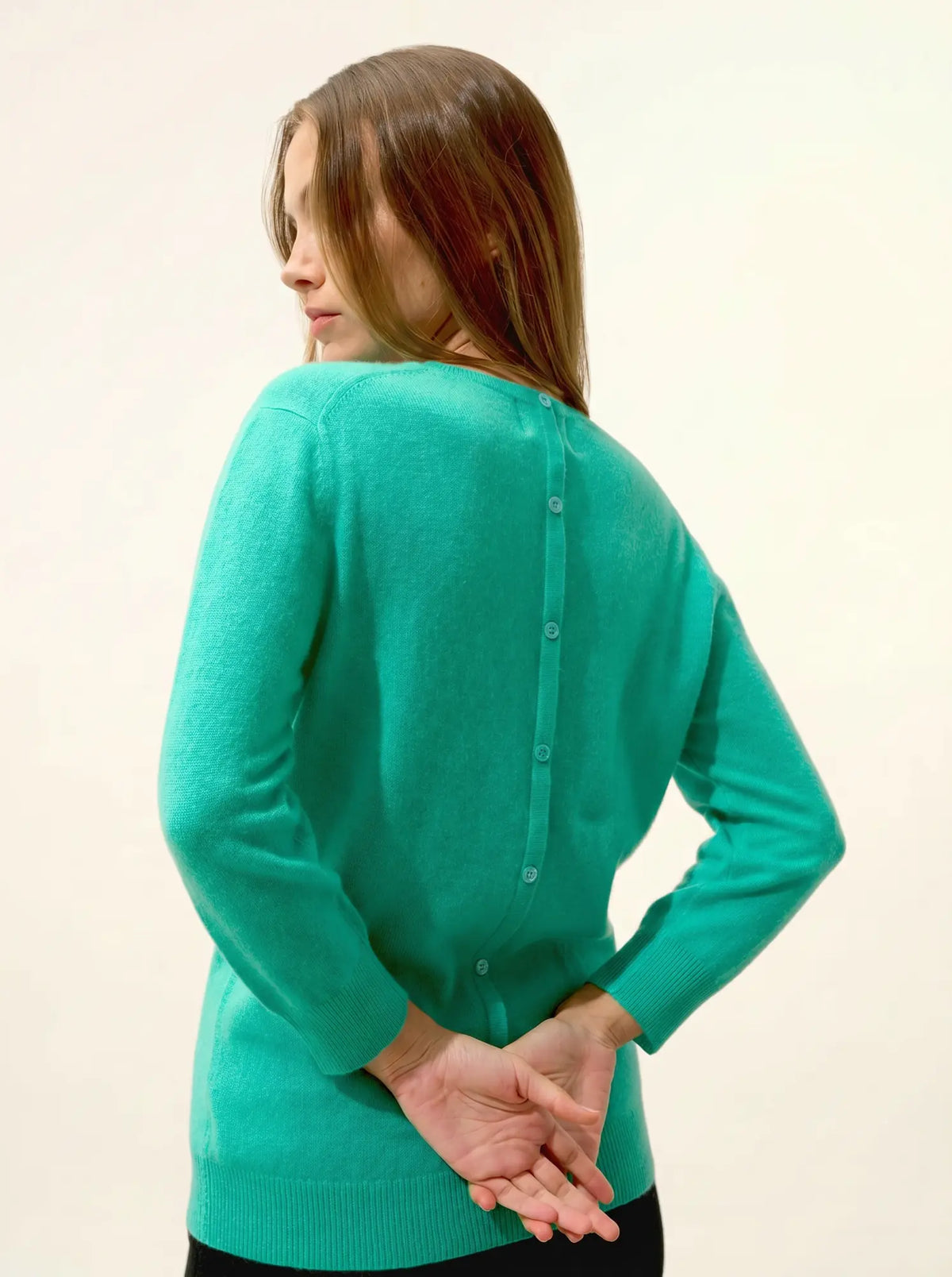 JANICE Pull Col Rond Boutonné Dos Jungle