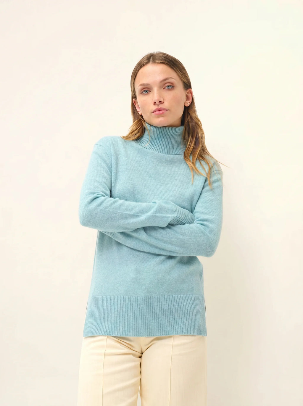 LEXIE Sweater Turtleneck Heather Aqua