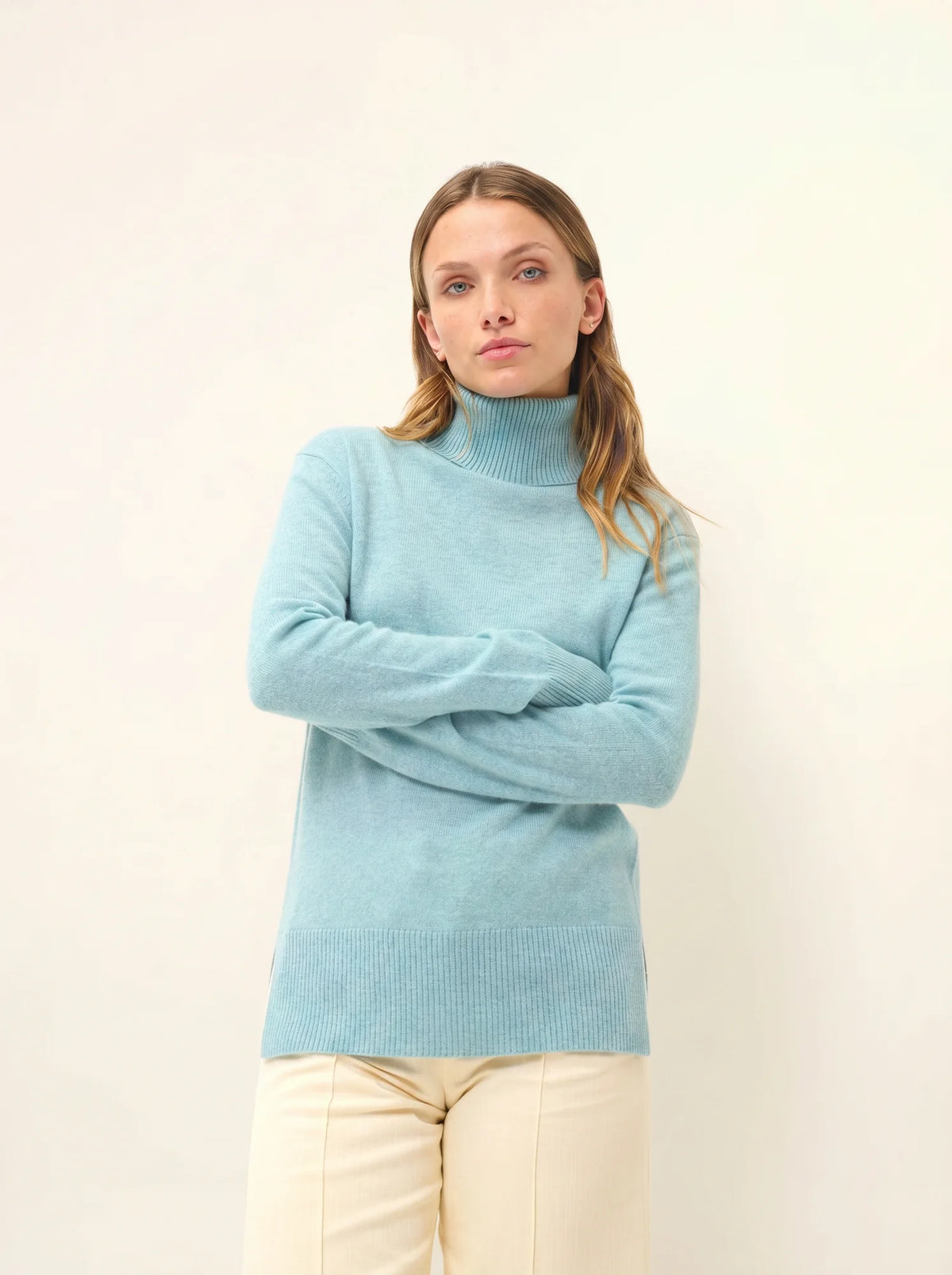 LEXIE Sweater Turtleneck Heather Aqua