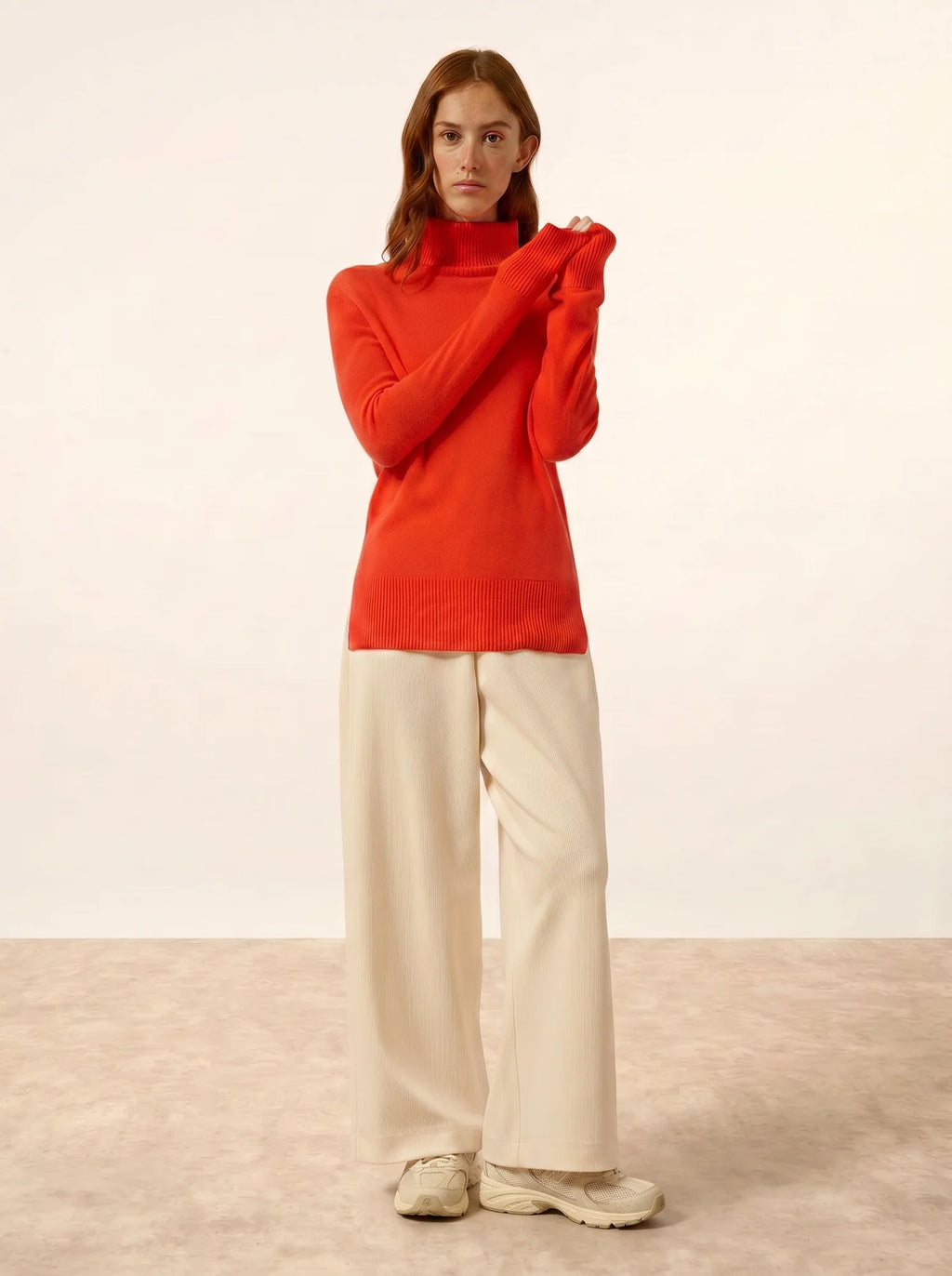 LEXIE Pull Col Roulé Orange