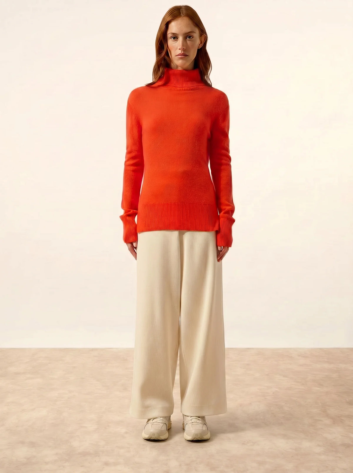 LEXIE Pull Col Roulé Orange