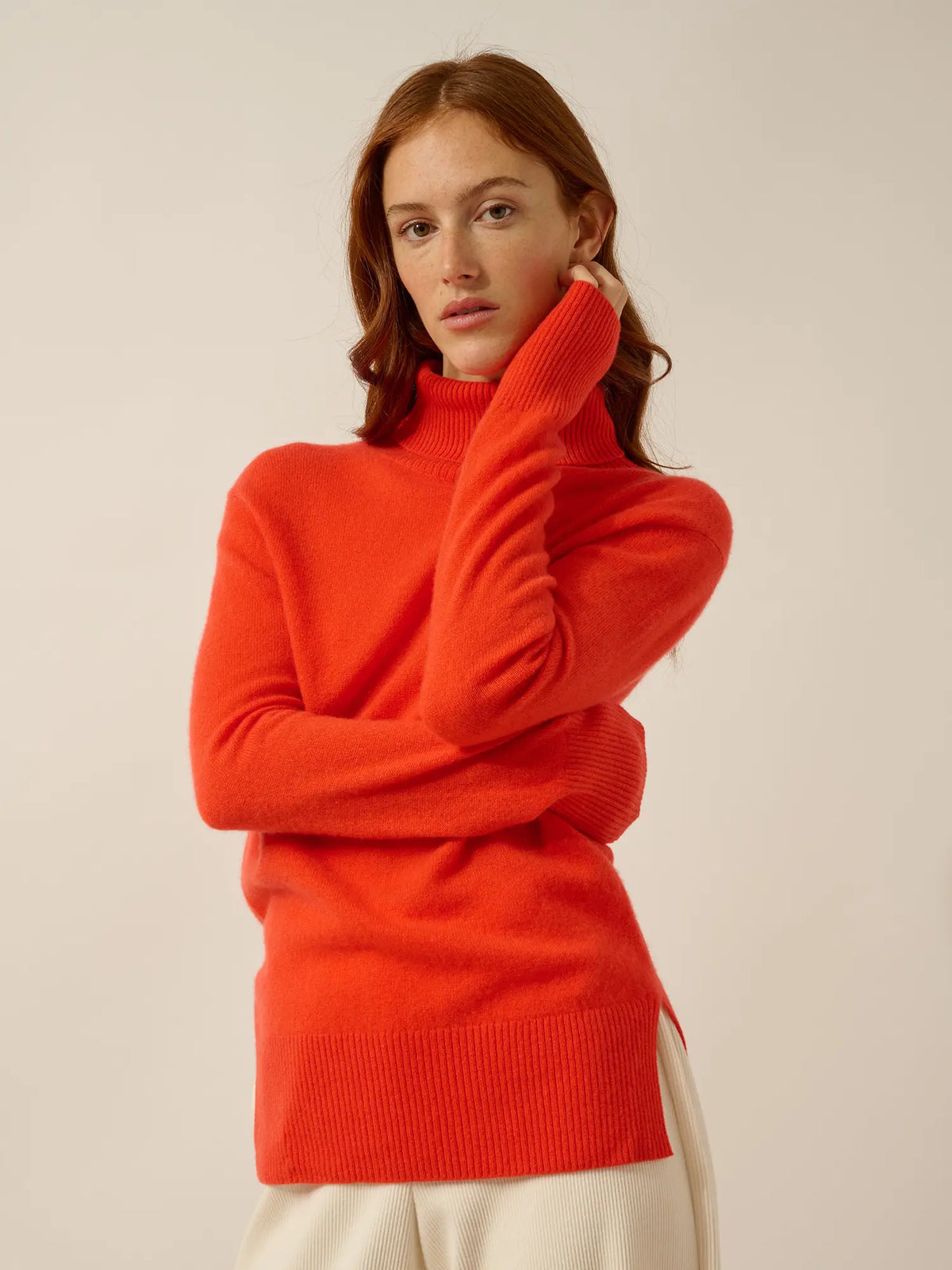 LEXIE Pull Col Roulé Orange