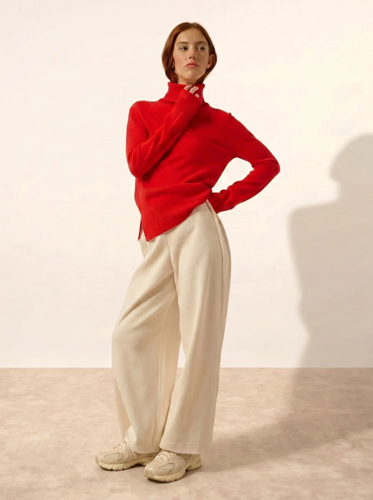 LEXIE Pull Col Roulé Tomate