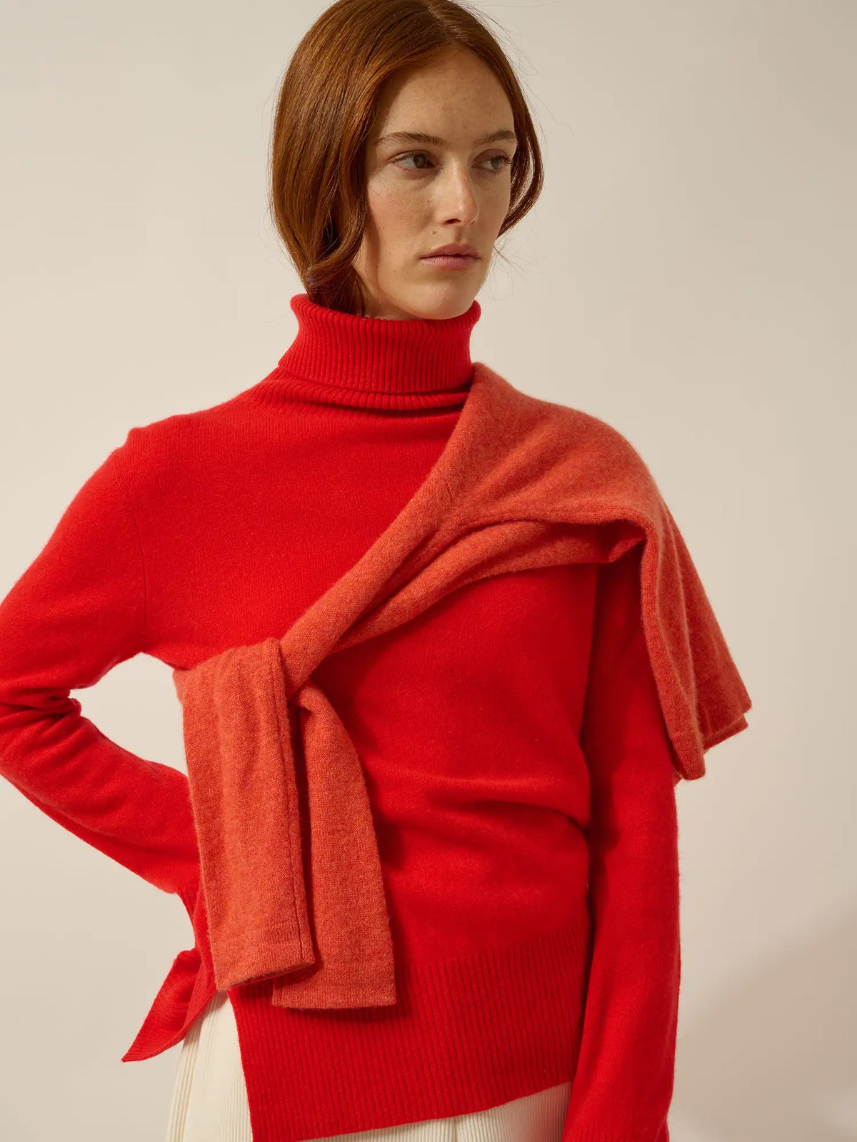 LEXIE Pull Col Roulé Tomate