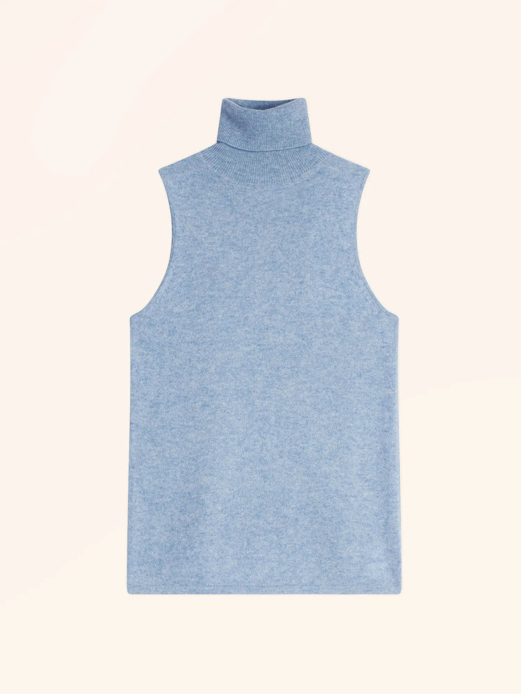 VIOLET Pull Col Roulé sans Manches Bleu Ciel Chiné