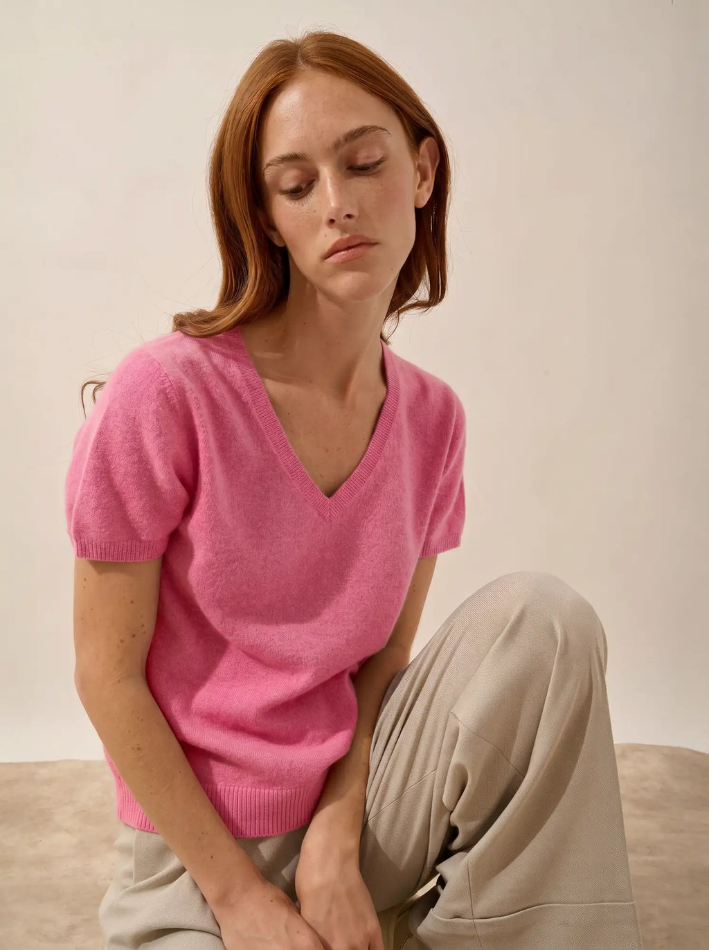 GLAMIS T-Shirt Col V Fraise