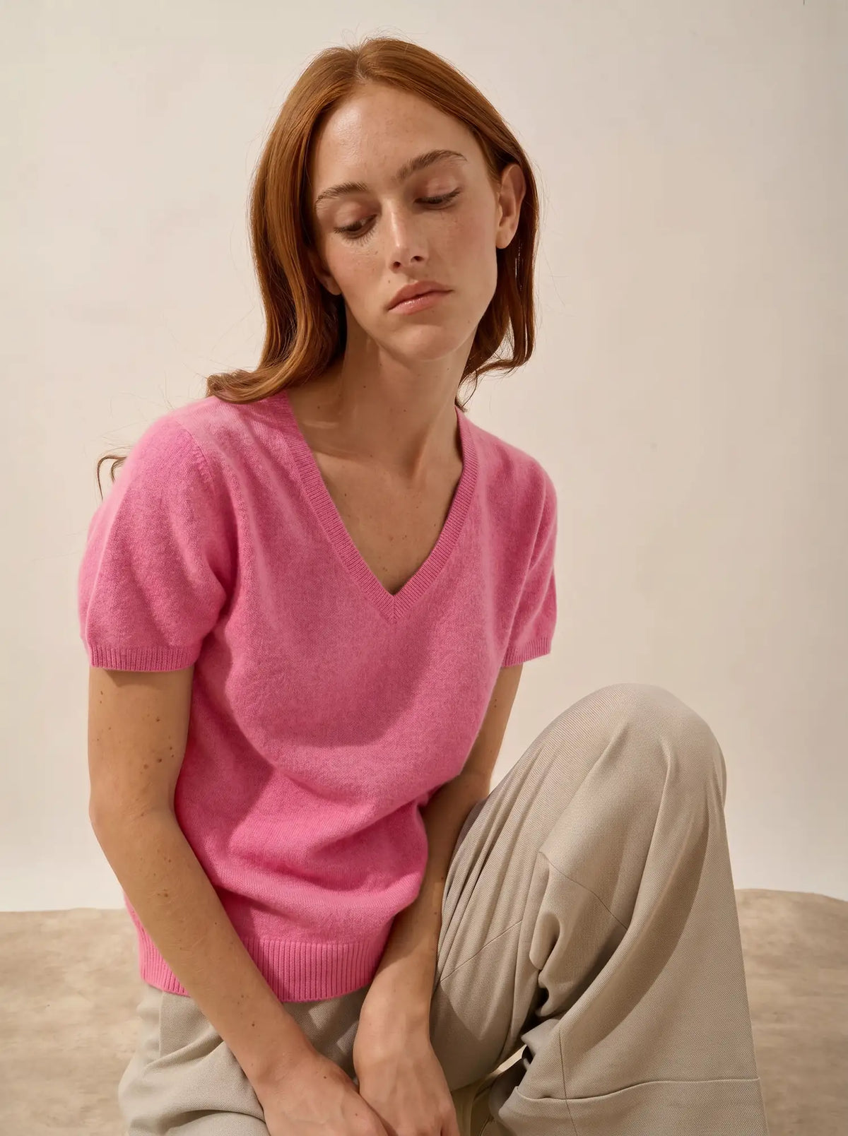 GLAMIS T-Shirt Col V Fraise