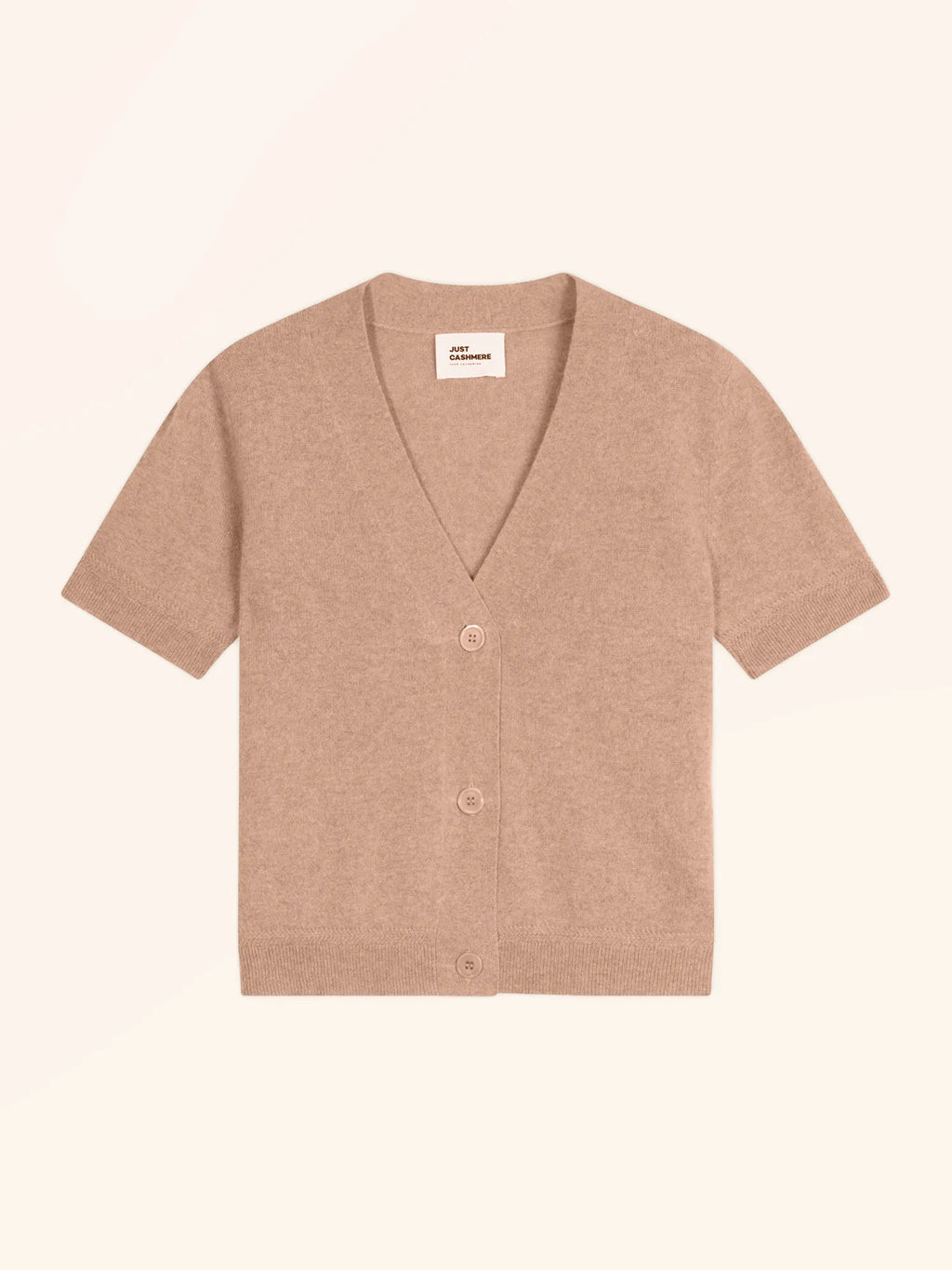 DAN Cardigan Col V Manches Courtes Camel Chiné