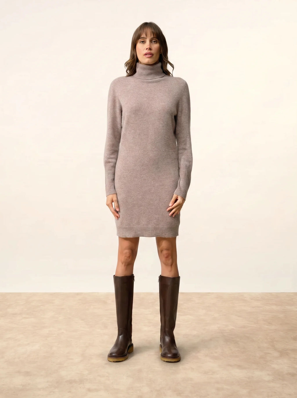ZOELA Dress Turtleneck Heather Caribou