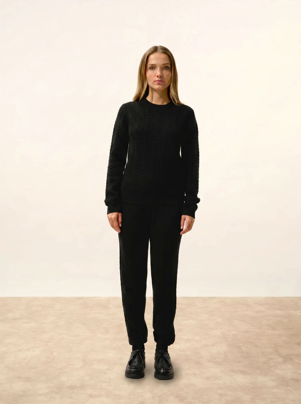 ALICE Pull Col Rond 4 Fils Noir