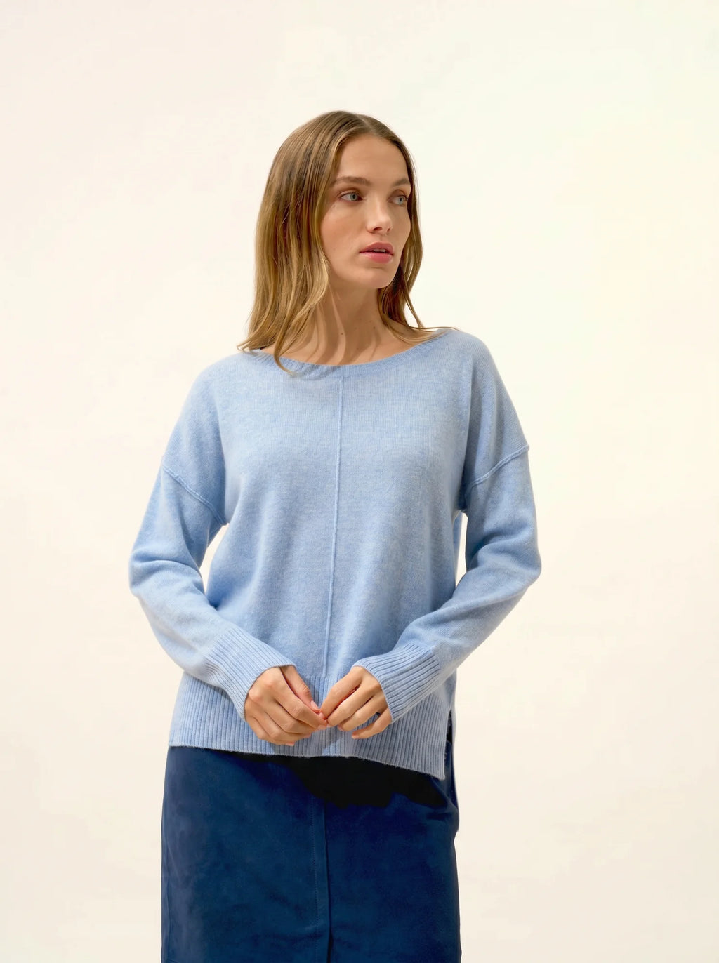 TESS Pullover Rundhalsausschnitt Himmelblau meliert