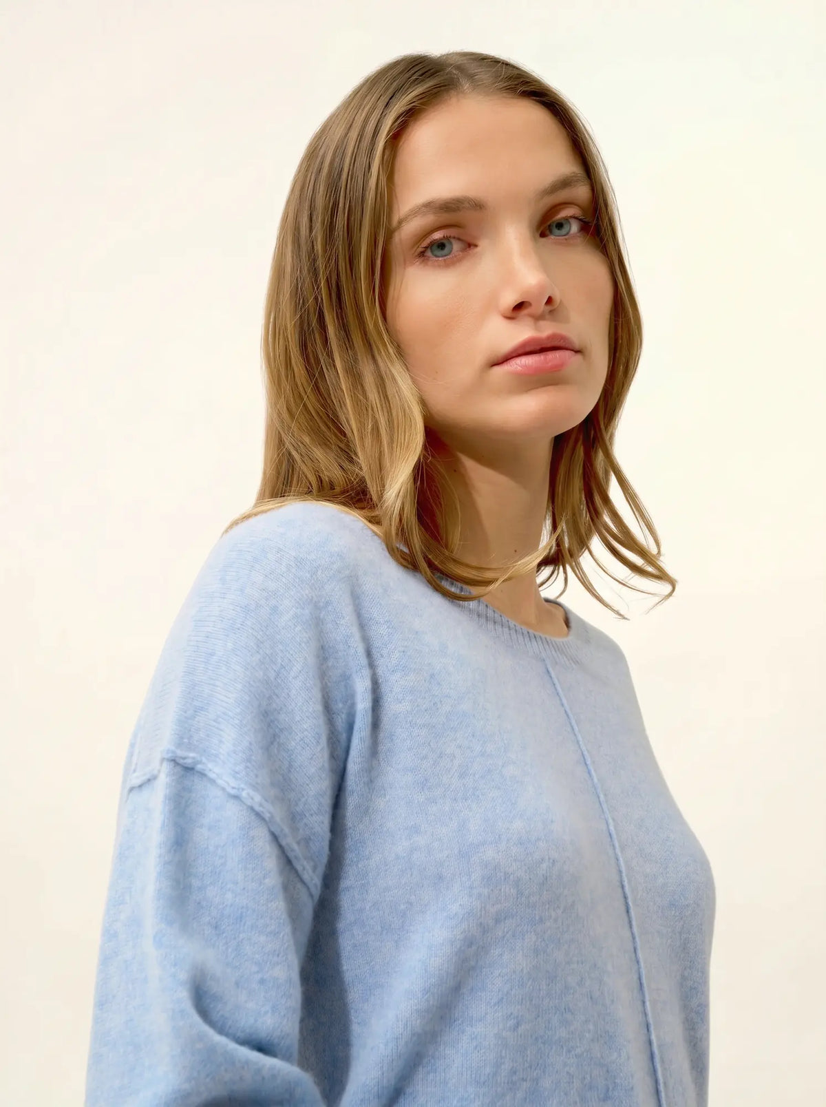TESS Pullover Rundhalsausschnitt Himmelblau meliert