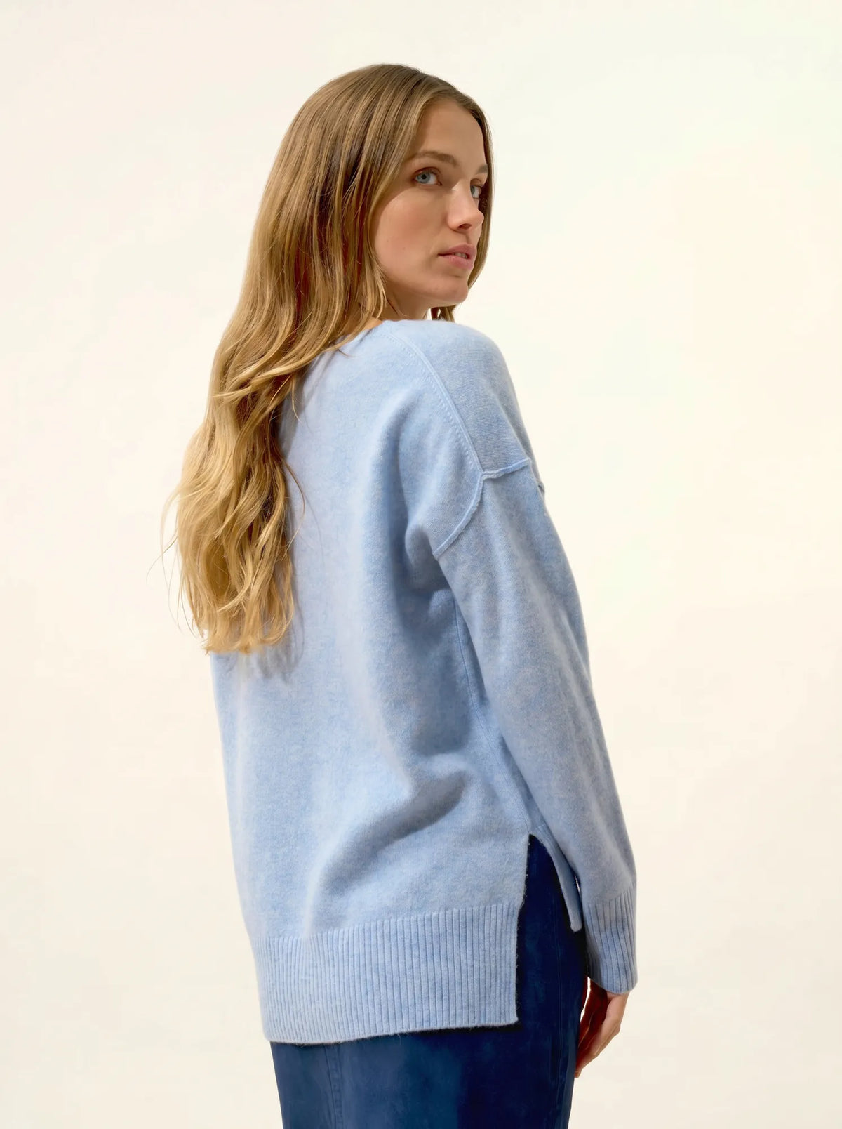 TESS Pullover Rundhalsausschnitt Himmelblau meliert