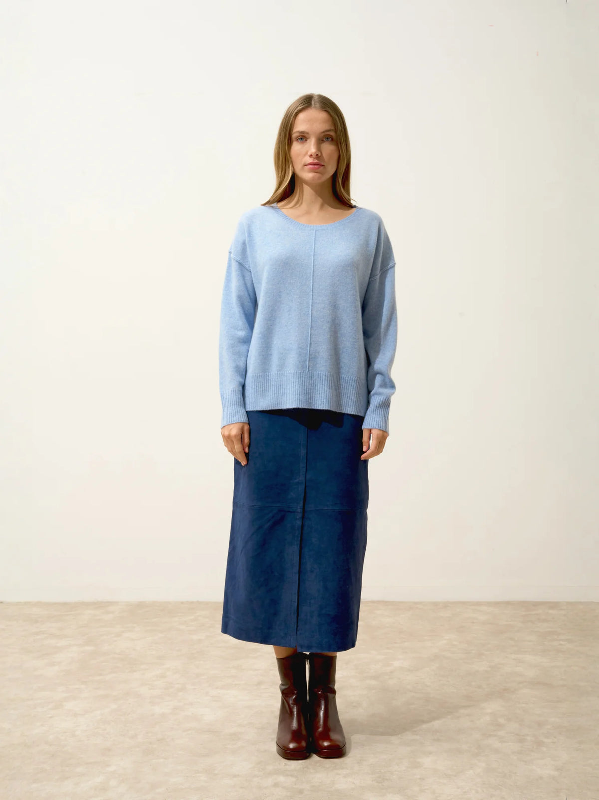 TESS Pullover Rundhalsausschnitt Himmelblau meliert