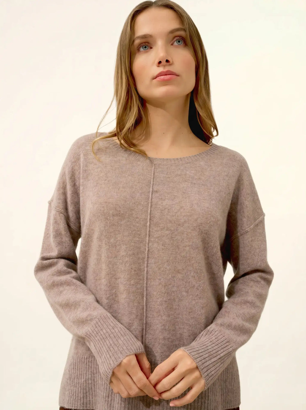 TESS Pullover Rundhalsausschnitt Caribou meliert