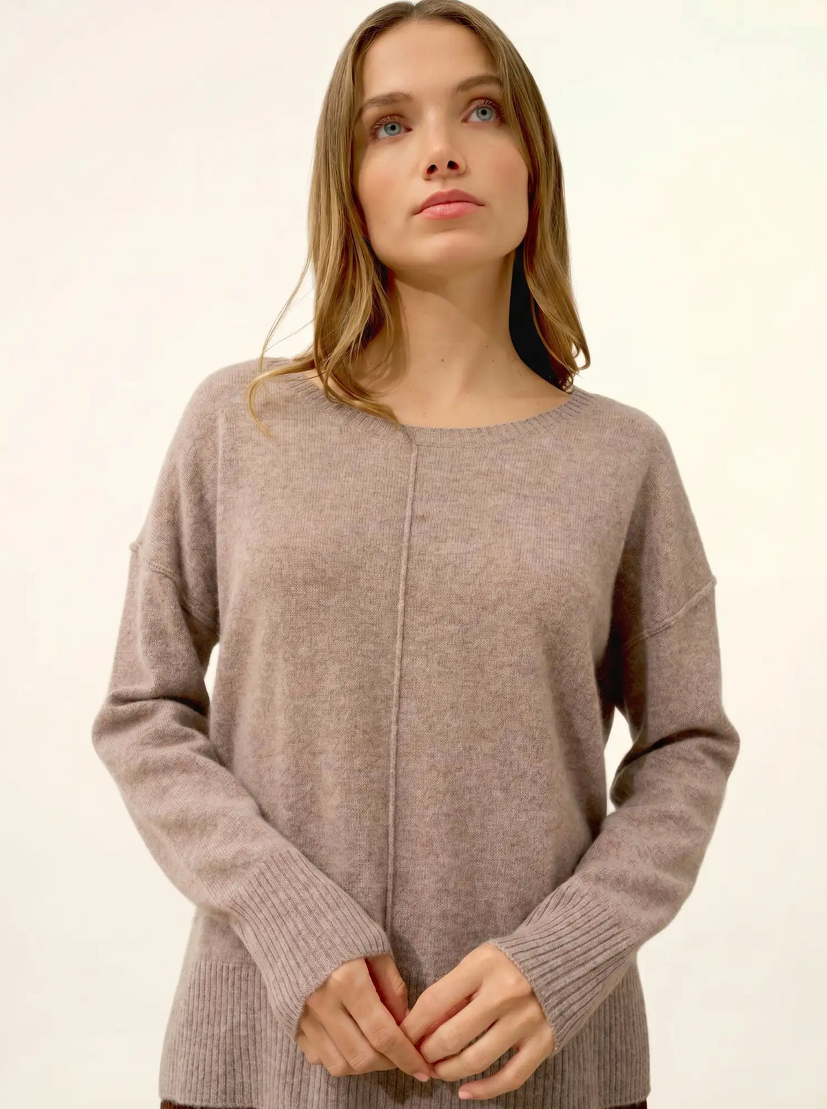 TESS Pullover Rundhalsausschnitt Caribou meliert