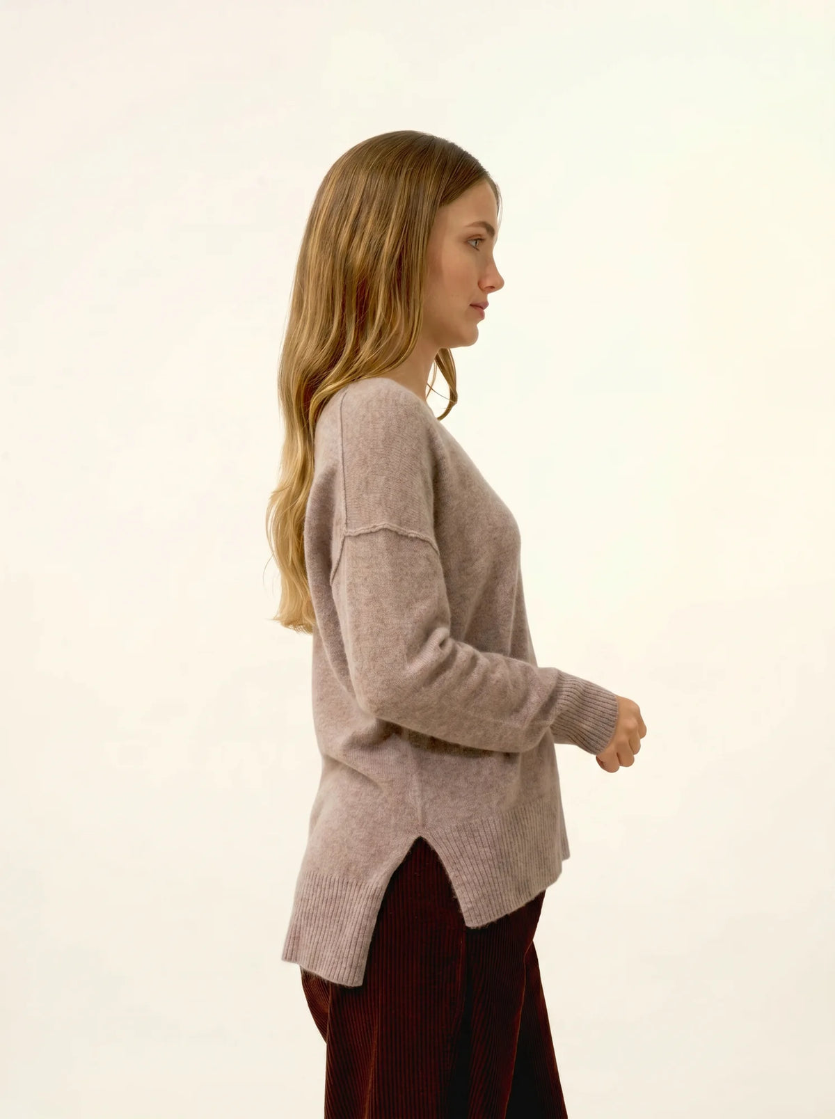 TESS Pullover Rundhalsausschnitt Caribou meliert