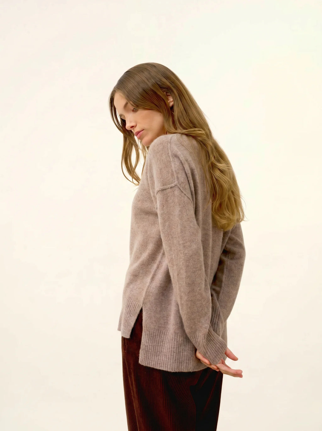TESS Pullover Rundhalsausschnitt Caribou meliert
