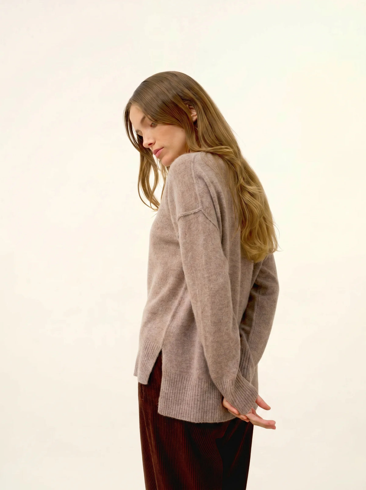 TESS Pullover Rundhalsausschnitt Caribou meliert