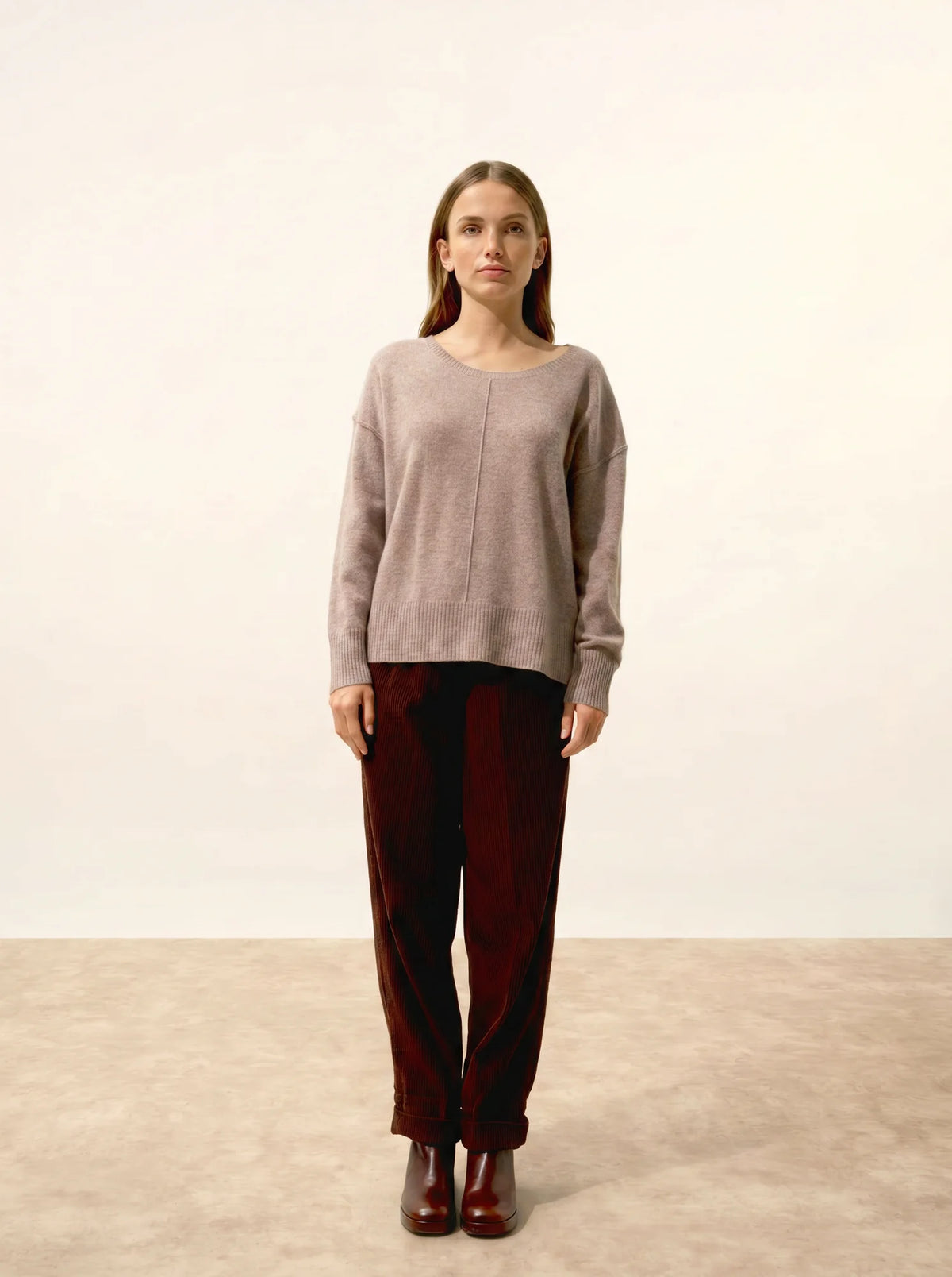 TESS Pullover Rundhalsausschnitt Caribou meliert