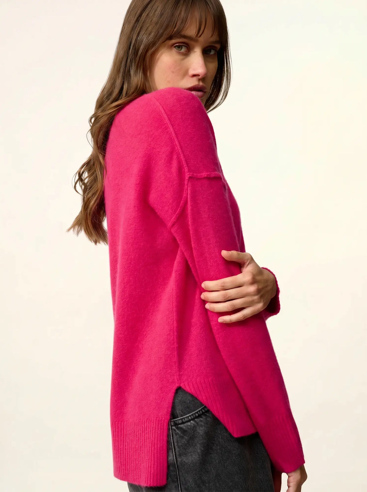 TESS Sweater Crew Neck Fuchsia