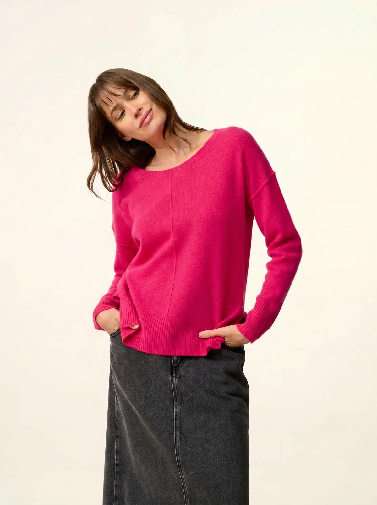 TESS Sweater Crew Neck Fuchsia