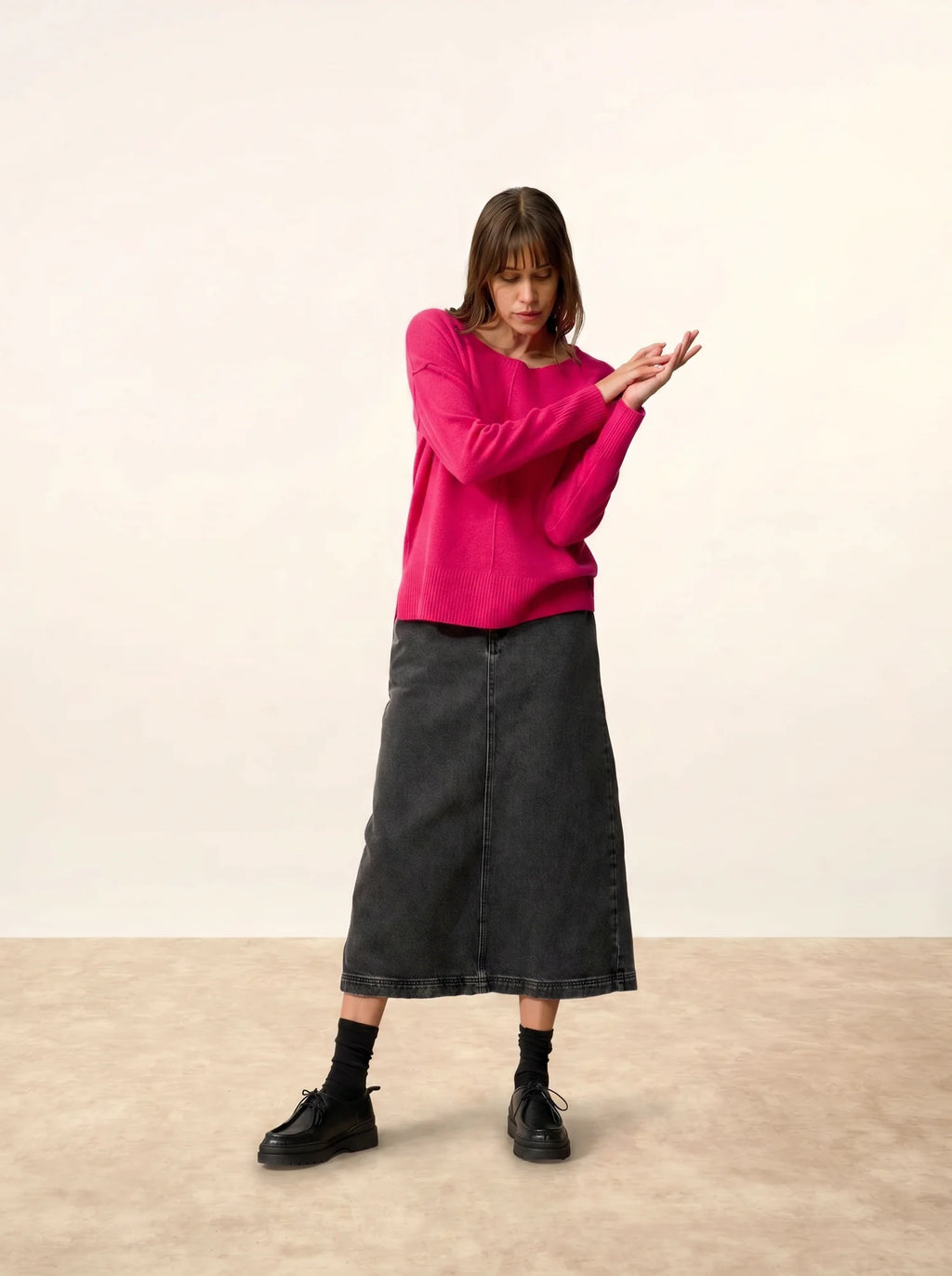 TESS Sweater Crew Neck Fuchsia