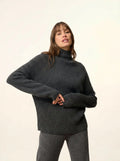 ALYSSA Pullover Stehkragen Carbon meliert