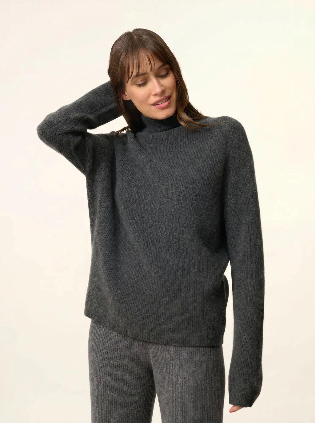 ALYSSA Pullover Stehkragen Carbon meliert