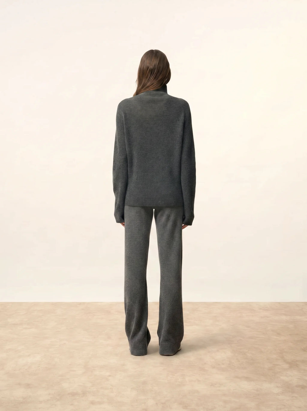 ALYSSA Pullover Stehkragen Carbon meliert