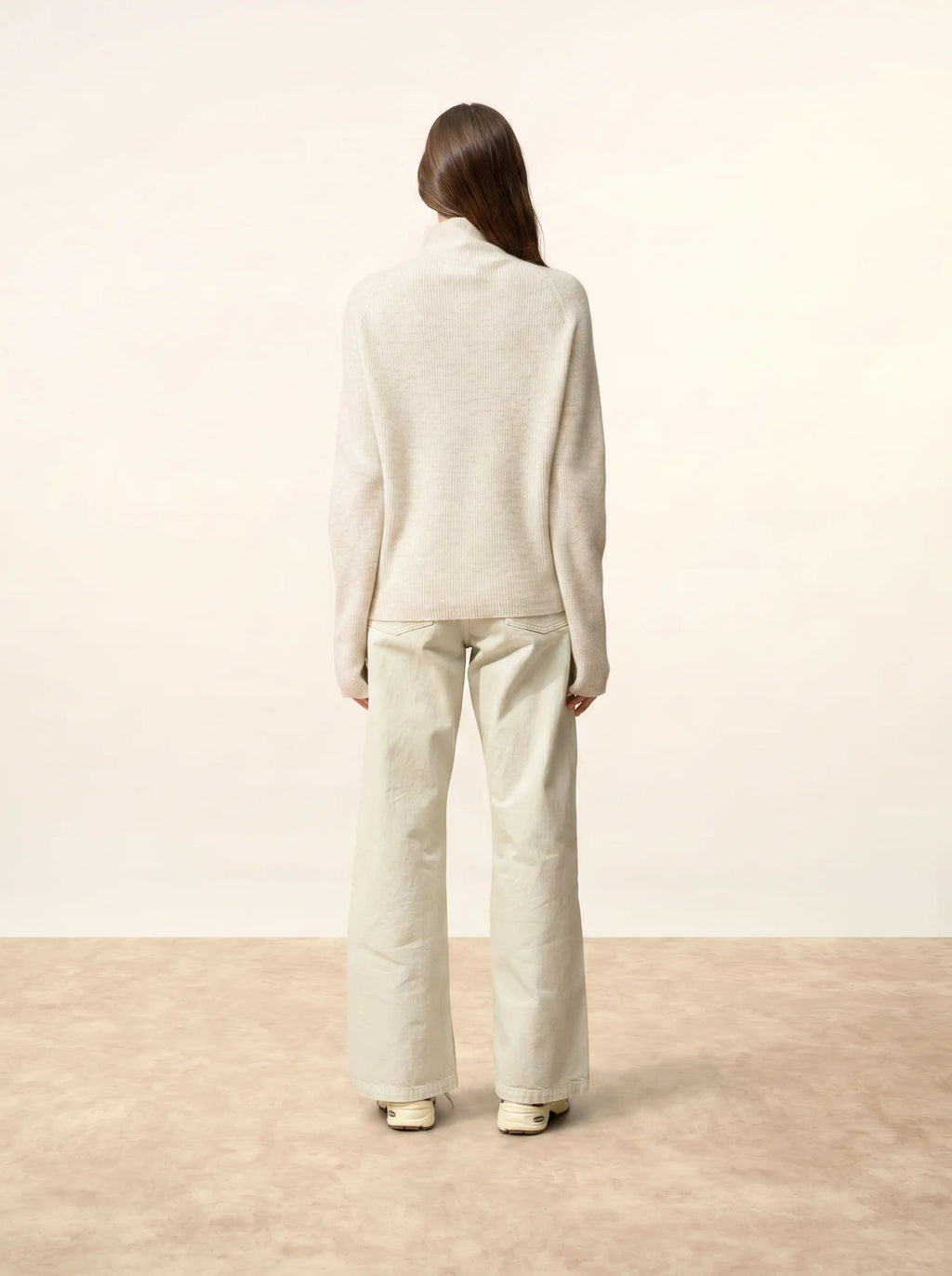ALYSSA Pull Col Montant Gris Perle Chiné