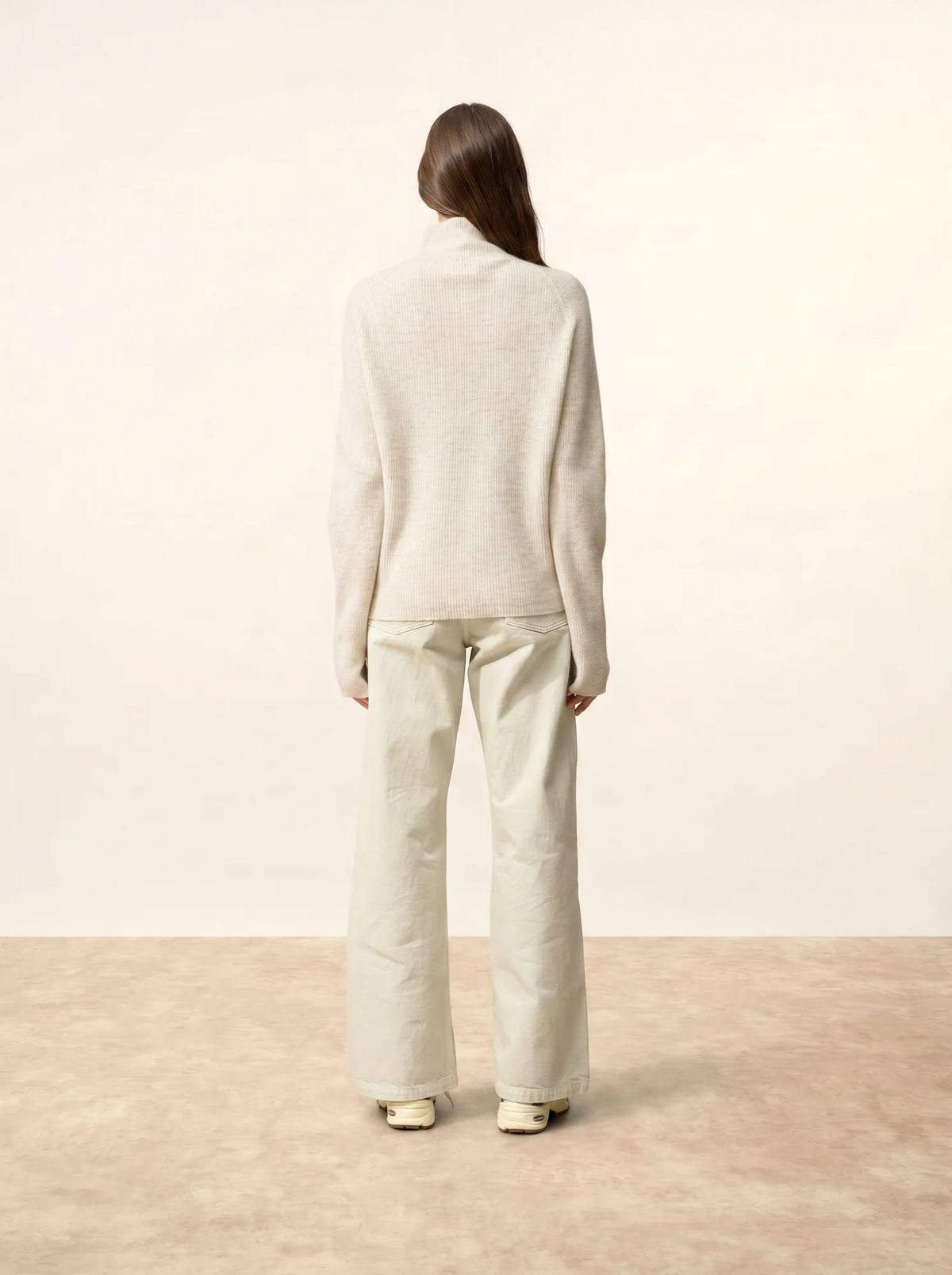 ALYSSA Pull Col Montant Gris Perle Chiné