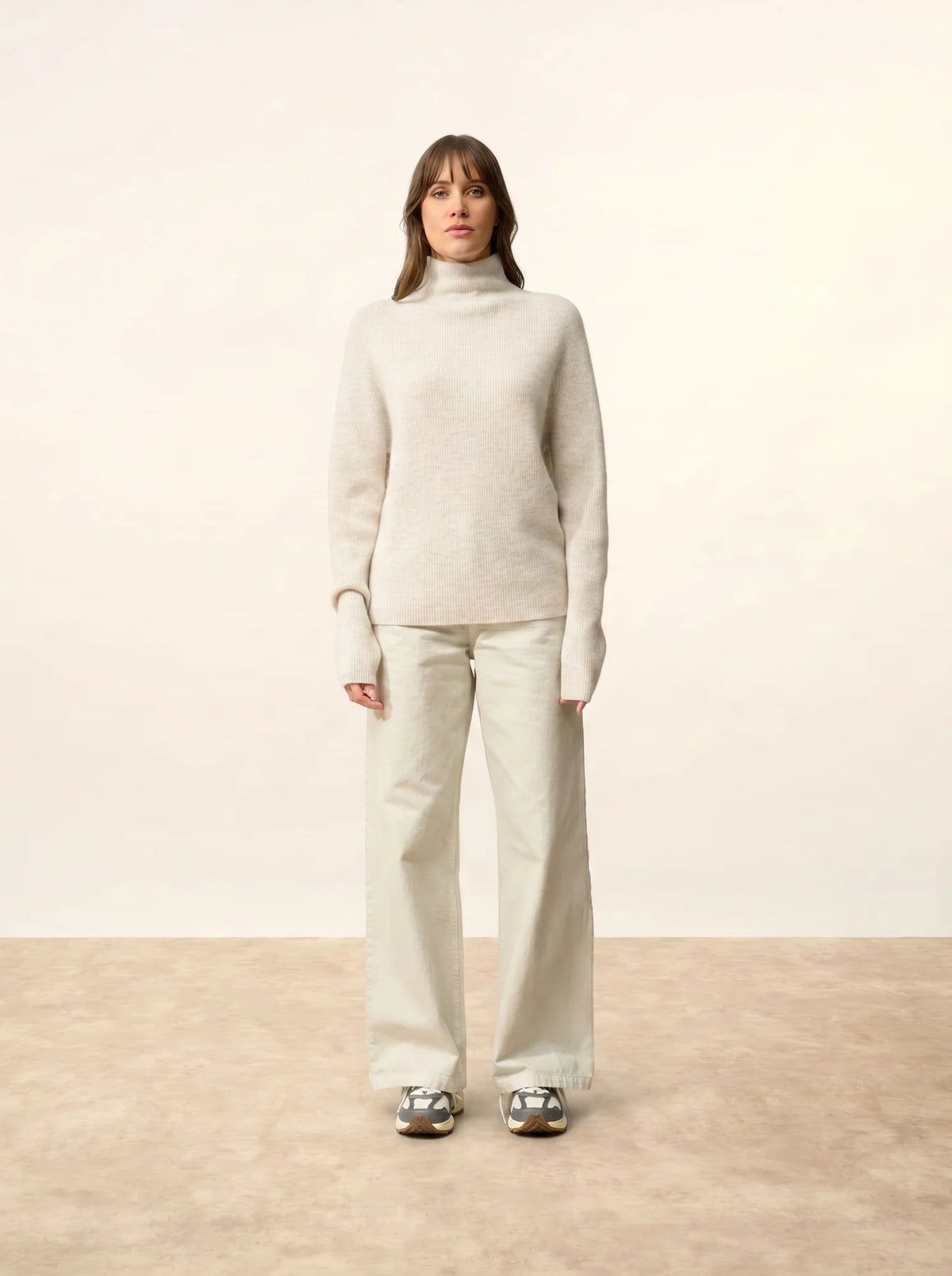 ALYSSA Pull Col Montant Gris Perle Chiné