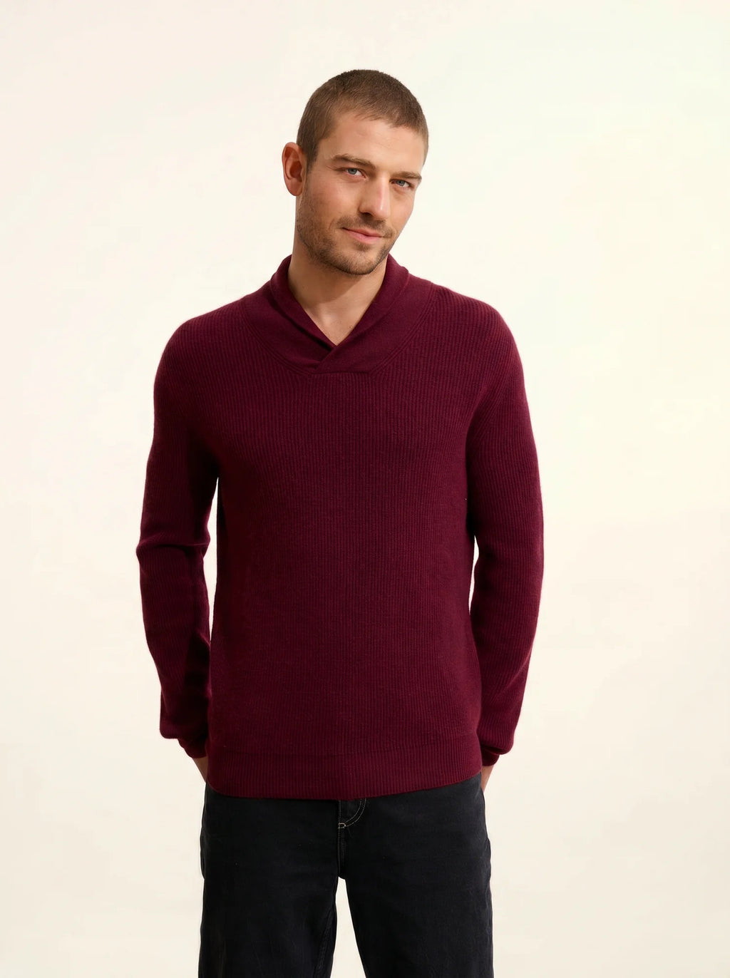 NINA Sweater Shawl Collar Blackberry