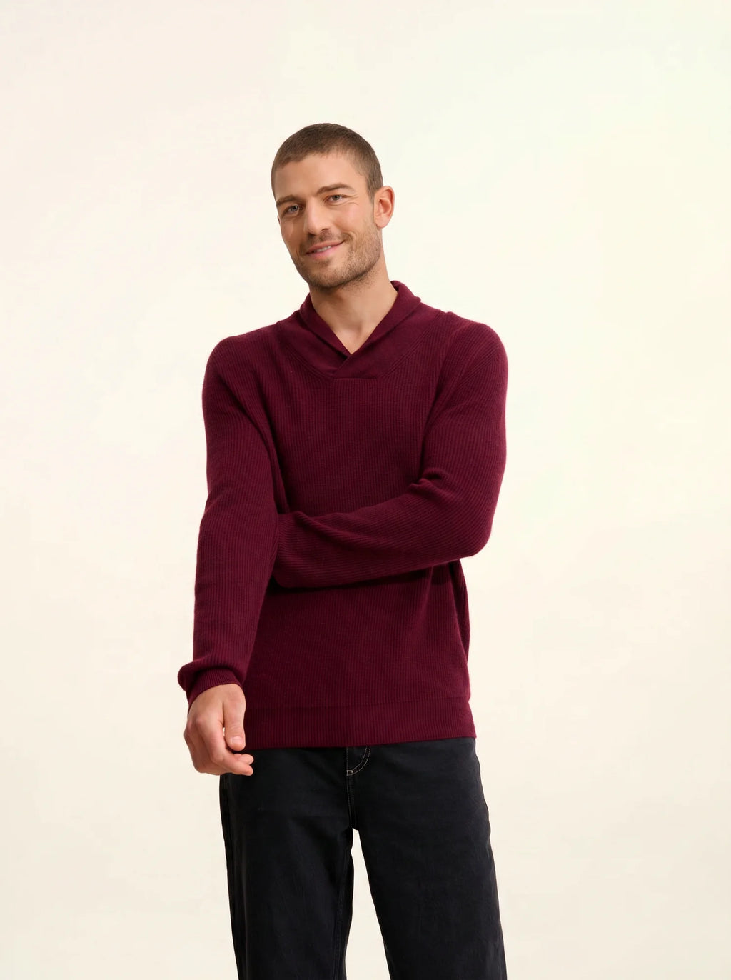 NINA Sweater Shawl Collar Blackberry