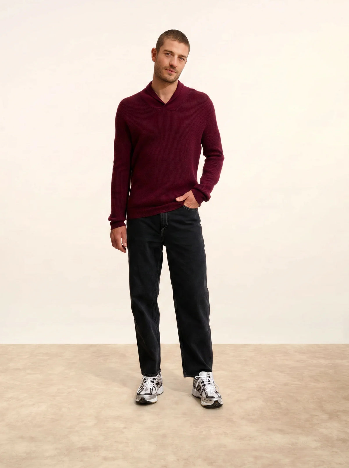 NINA Sweater Shawl Collar Blackberry