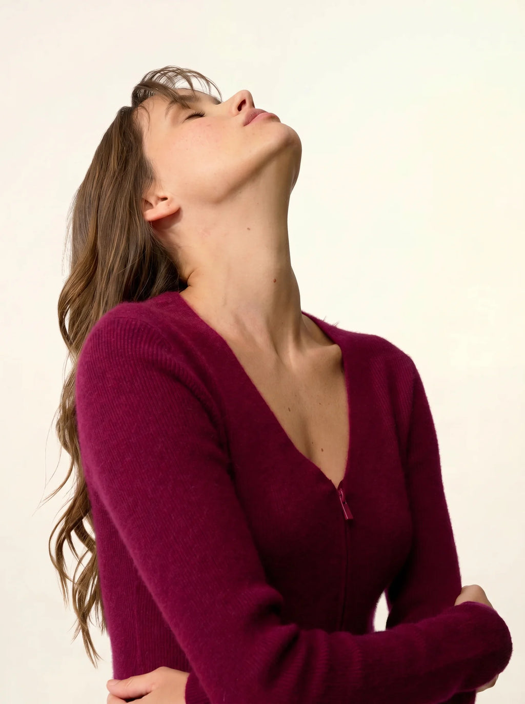ZION Vest Zipped V-Neck Burgundy