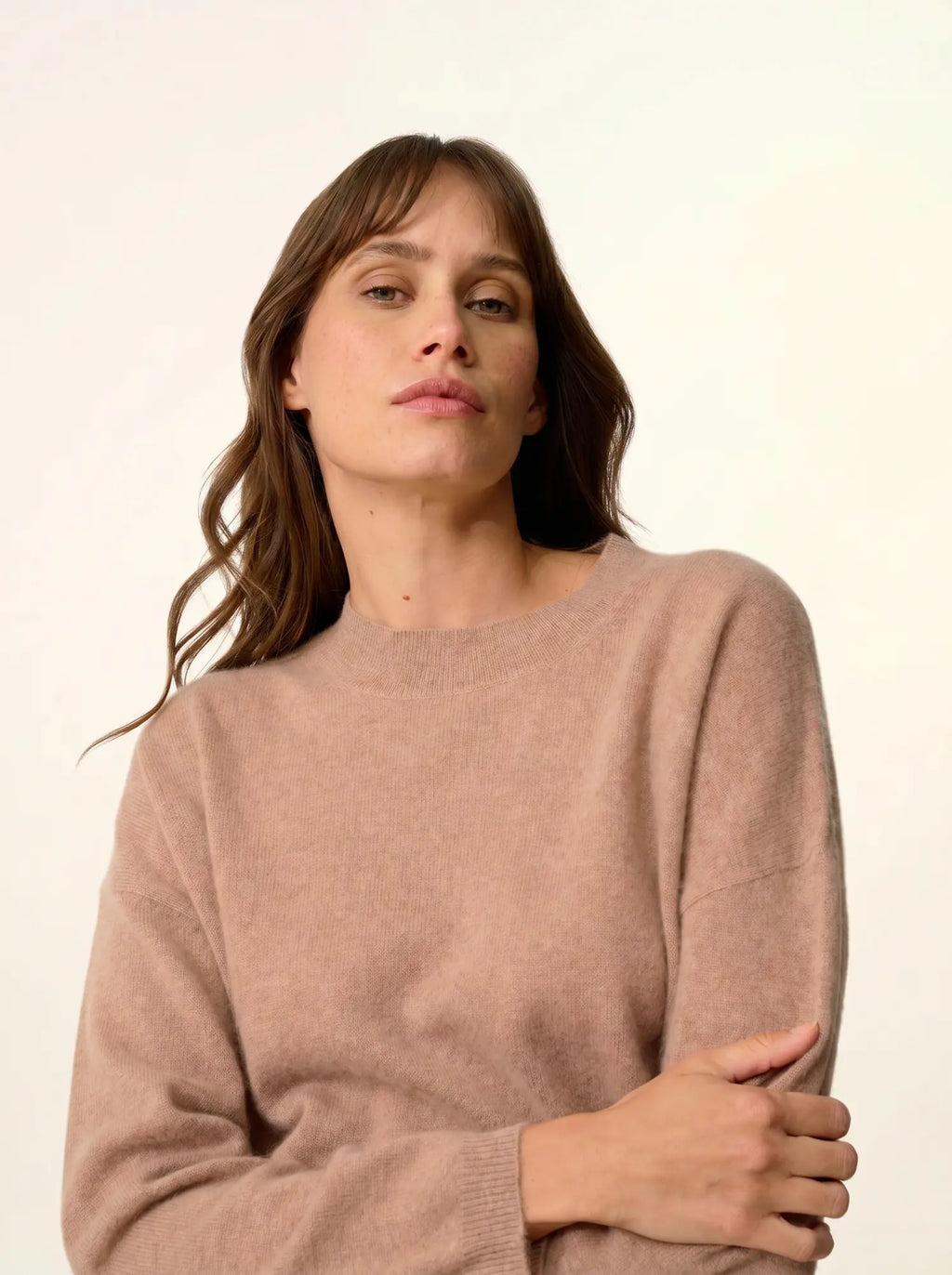 KAYLA Pull Col Rond Camel Chiné